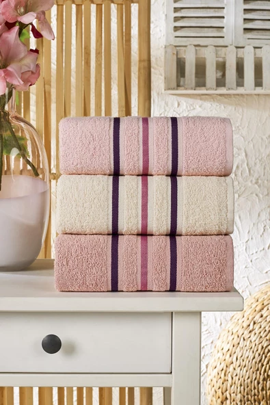 Semecca Lia Soft  Bordürü Serisi 3lü Havlu Seti 50x85 - 5