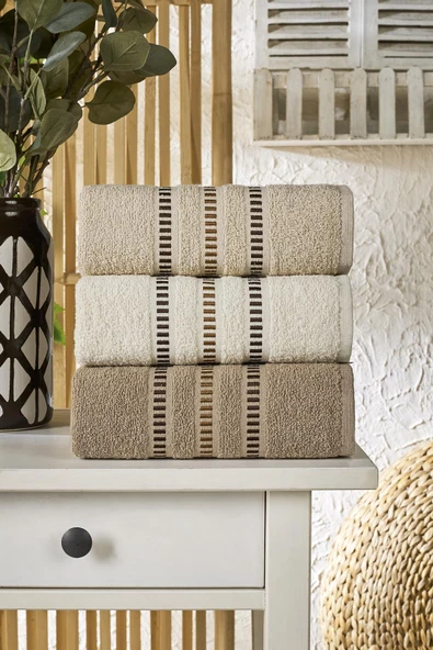 Semecca Lia Soft  Bordürü Serisi 3lü Havlu Seti 50x85 - 6