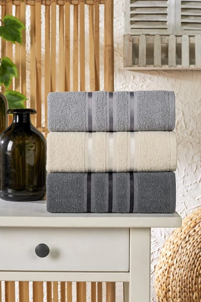 Semecca Lia Soft  Bordürü Serisi 3lü Havlu Seti 50x85 - 8