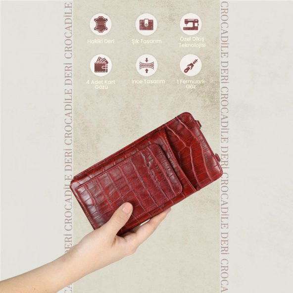 Glary GL200RD 1.Sınıf Kalite Hakiki Deri Portmone Unisex Boyun Askılı Pasaport ve Telefon Cüzdanı-Kırmızı - 3