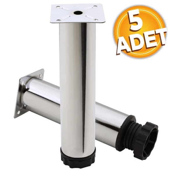 Ayarlanabilir Mobilya Kanepe Baza Koltuk Metal Destek Yükseltici Ayağı Krom Ayakları 20 Cm (5 ADET)