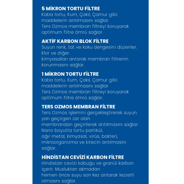 CONAX AÇIK KASA 5 Lİ FİLİTRE SETİ ORJİNAL CONAX MEMBRANLI (TÜM AÇIK KASA CİHAZLAR İÇİN) - 7