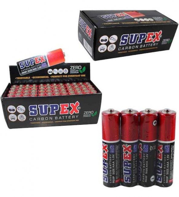 SUPEX PIL INCE KALEM PIL CINKO R03 AAA 60 LI - 2