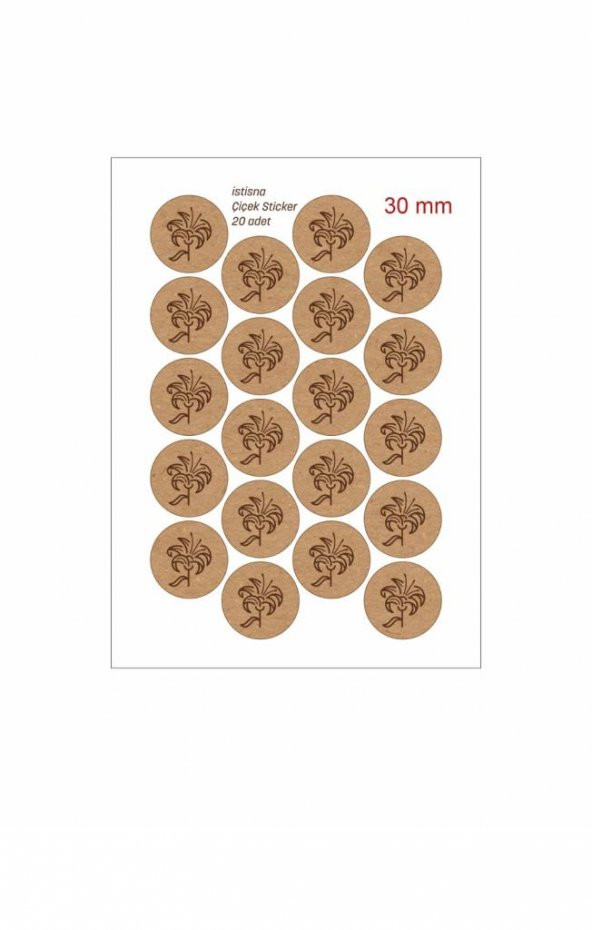 20 Adet 30 Mm Çiçek Temalı Yuvarlak Sticker Ürün Ambalaj Paket Düğün Davetiye Zarf Etiketi - 2
