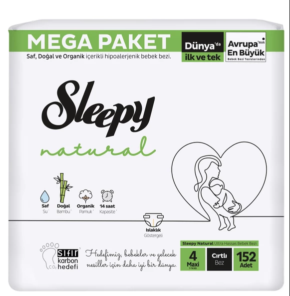 Sleepy Natural 4 Numara Maxi 152'li Bebek Bezi