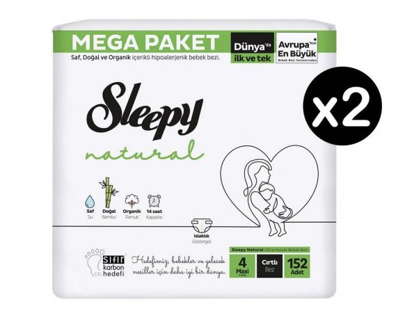 Sleepy Natural 4 Numara Maxi 304'lü Bebek Bezi