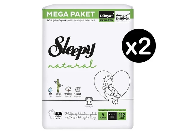 Sleepy Natural 5 Numara Junior 224'lü Bebek Bezi