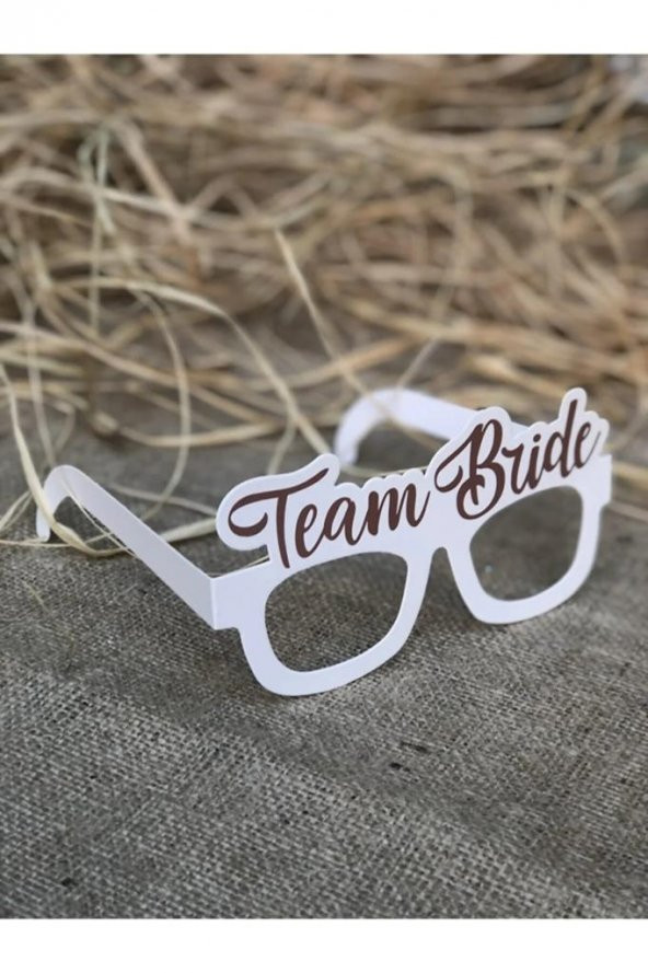 Rose Gold Renk Team Bride Yazılı Konsept Bekarlığa Veda Partisi Karton Gözlük 10 Adet - 4