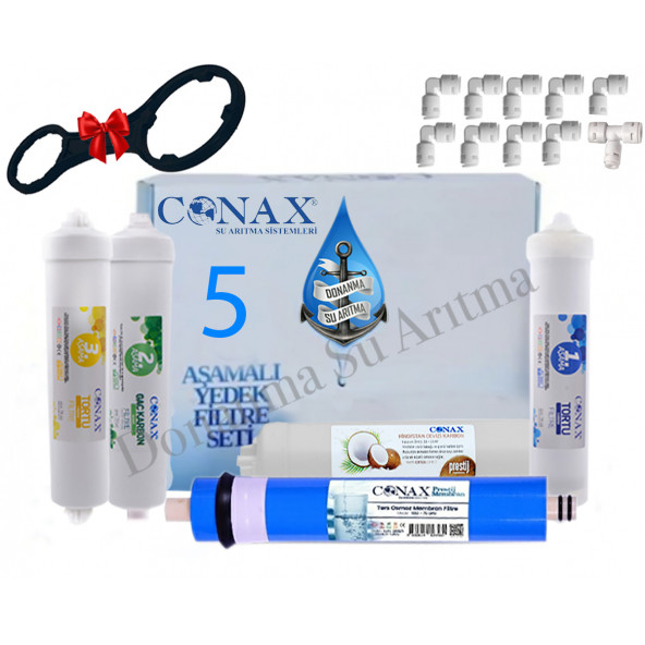 CONAX Kapalı Kasa 5 li (5 AŞAMALI) Filtre Seti CONAX 80GPD Membranlı