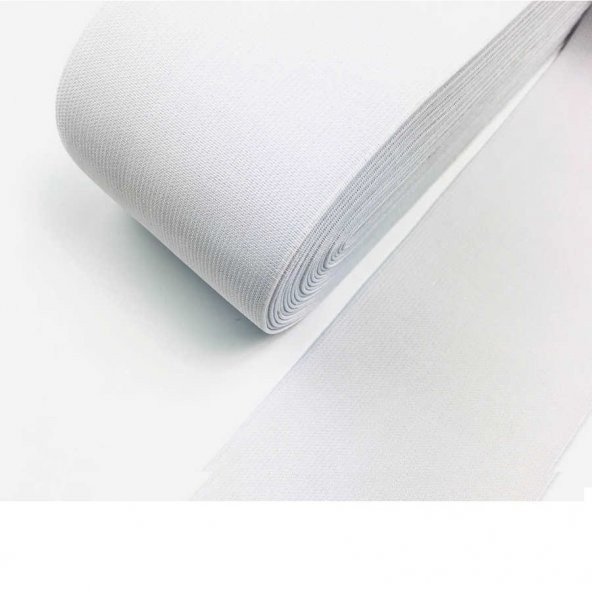 Lastik beyaz 5,5cm Enli Yassı Lastik 3 Metre Bel Paça Etek Lastiği