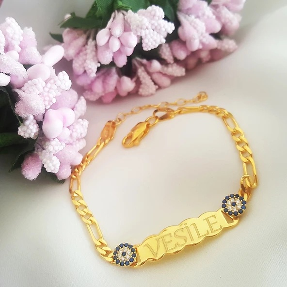 925 Ayar Gümüş Nazarlı İsimli Çocuk Bileklik ürün görseli