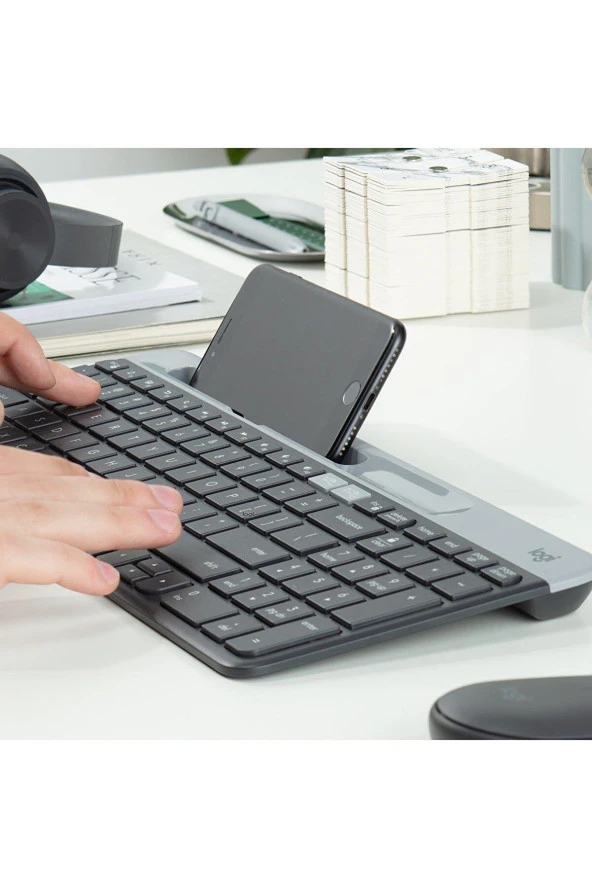 Logitech Slim Kablosuz Gri Bluetooth & Usb Q Türkçe Klavye Bluetooth - Resim 4