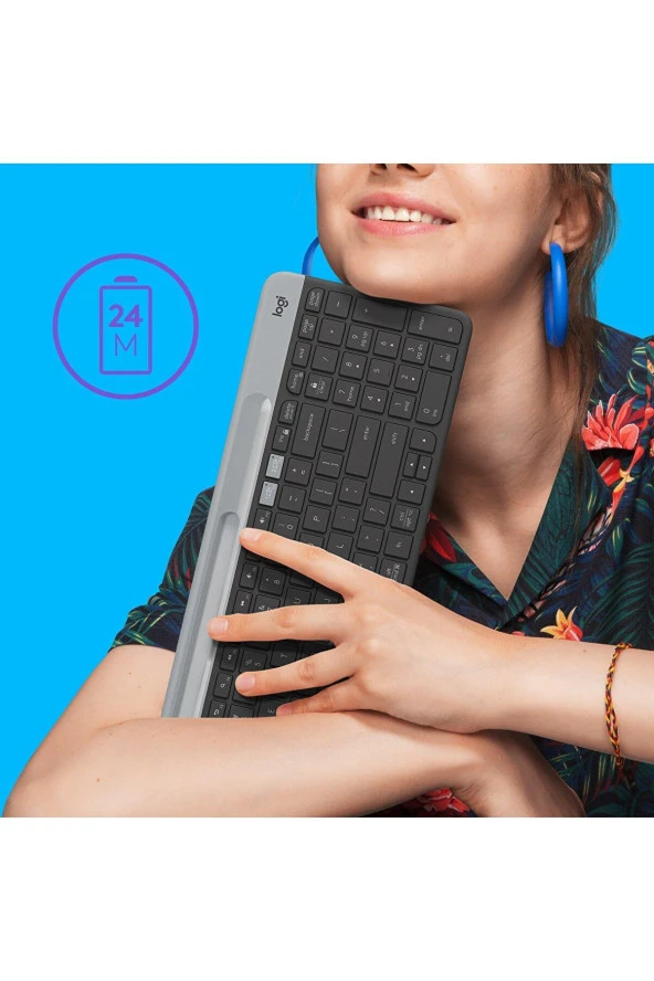 Logitech Slim Kablosuz Gri Bluetooth & Usb Q Türkçe Klavye Bluetooth - Resim 8