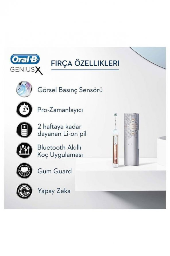 Oral-B Genius X AI Art of Brushing RoseGold Şarj Edilebilir Diş Fırçası (4210201295655) - 4