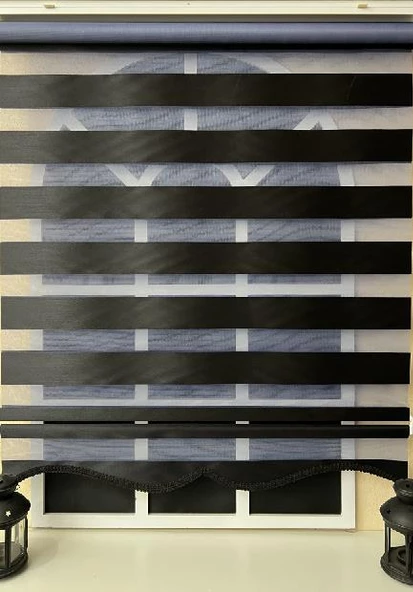 StorBurada Zebra Stor Perde Siyah Etek Dilimli STB-400-V15  Siyah 50 x 200 - Resim 3