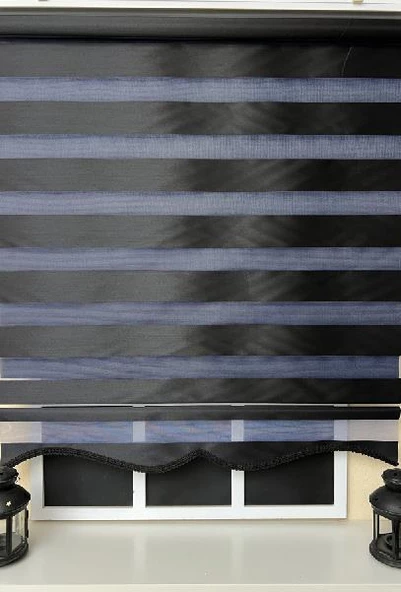 StorBurada Zebra Stor Perde Siyah Etek Dilimli STB-400-V15  Siyah 170 x 200 - Resim 5