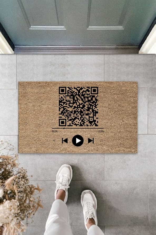 Dormot Home Modern Dijital Baskı - Kişiye Özel Spotify QR Kodlu Kişiye Özel Kapı Önü Paspası