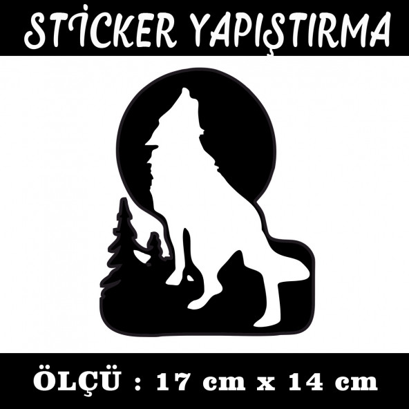 Ay kurt uluma sticker 2 ADET ürün görseli