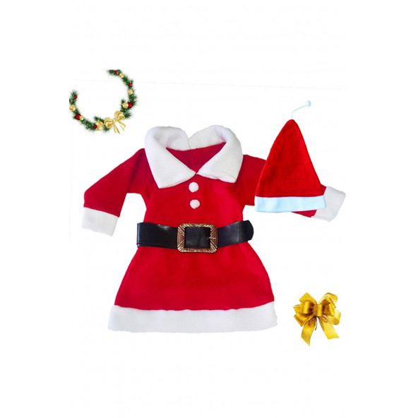 Noel Yılbaşı Kostümü Elbisesi Unisex Kırmızı