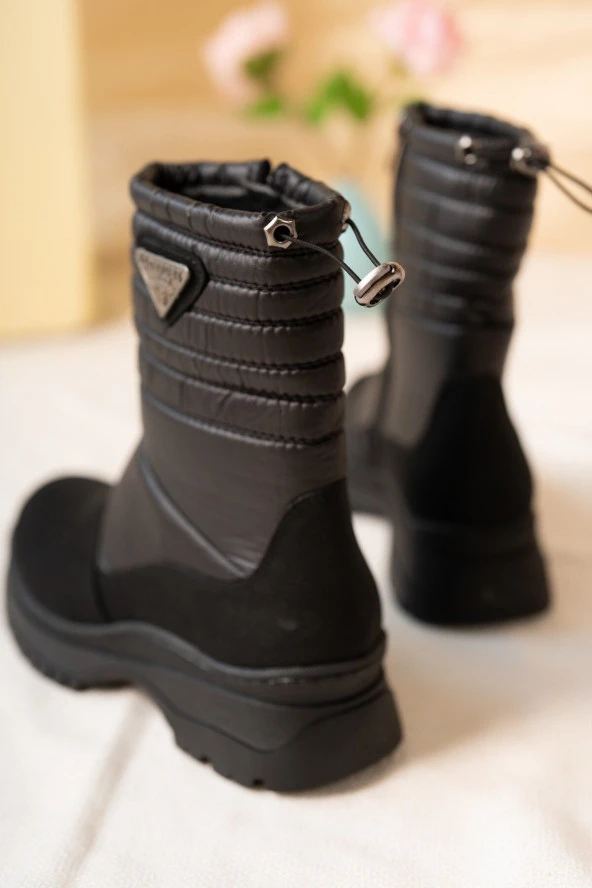 LADYPARK KAUÇUK KAYMAZ TABAN FERMUARLI PARAŞÜT SİYAH KADIN KAR BOTU - 4