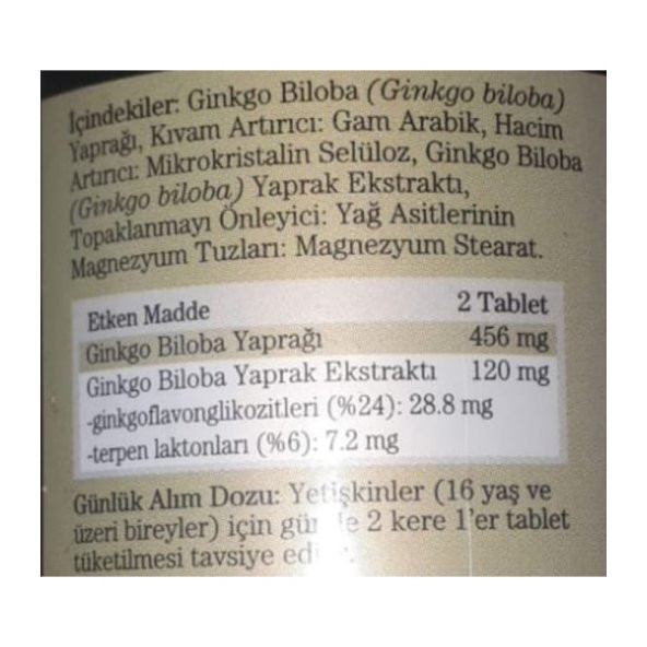 Balen Ginkgo Biloba Tablet 600 Mg*60 Adet - Resim 2