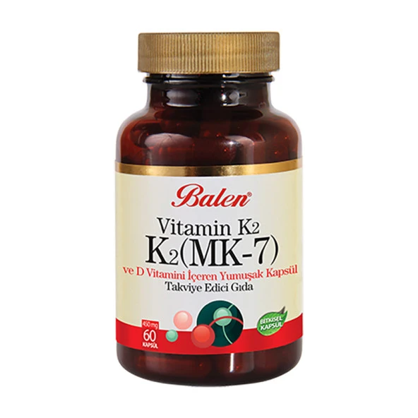 Balen Vitamin K2 (Mk-7) Ve D Vitamini Kapsül 450 Mg 60 Adet