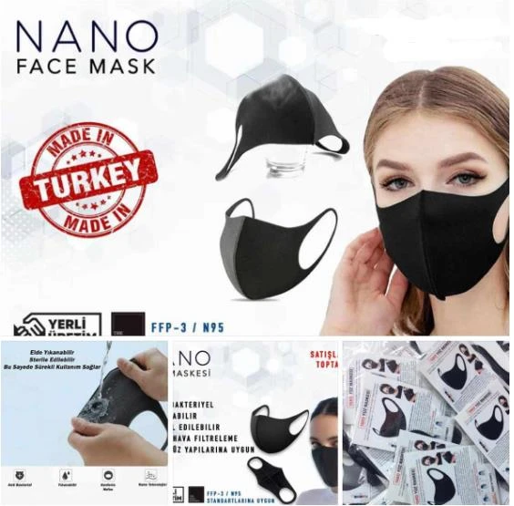 Yıkanabilir Nano Siyah Koruyucu Yüz Ağız Maskesi - 4