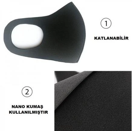 Yıkanabilir Nano Siyah Koruyucu Yüz Ağız Maskesi - 8