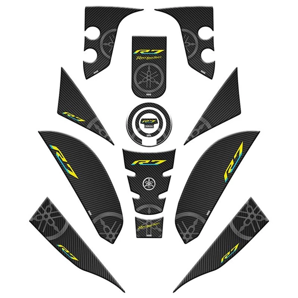 Yamaha R7 2021 - 2024 Uyumlu Full Tank Pad Set 007 ürün görseli
