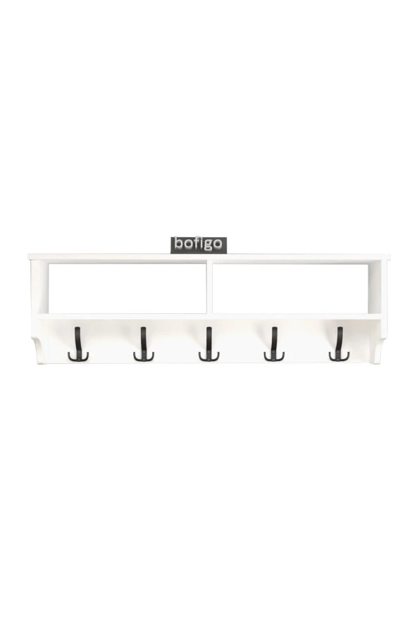 Bofigo Portmanto Duvar Askılığı Elbise Askılığı Raflı Duvar Askılığı Beyaz 120 Cm - 6