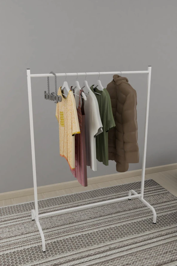 Bofigo Konfeksiyon Askısı Ayaklı Askılık Elbise Askılığı Beyaz - 3