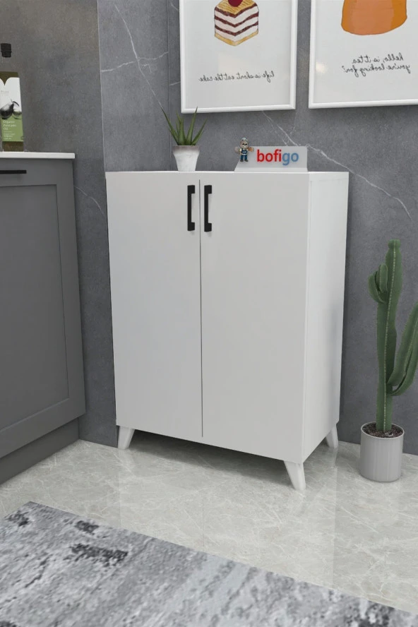Bofigo 4 Raflı Çok Amaçlı Dolap Çok Amaçlı Mutfak Dolabı Banyo Dolabı Ceren Beyaz