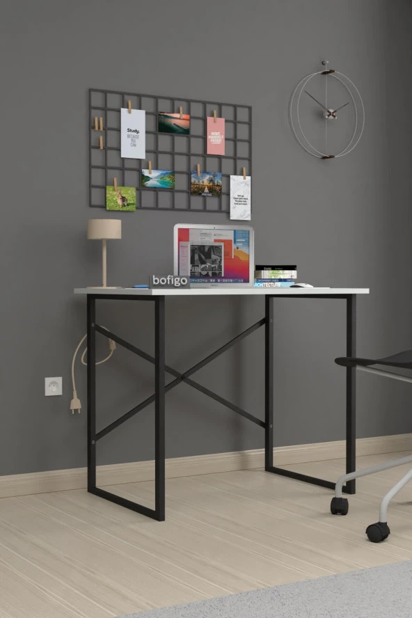 Bofigo 60x90 cm Çalışma Masası Bilgisayar Masası Ofis Ders Yemek Masası Beyaz - 2