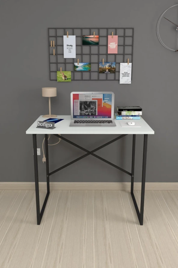 Bofigo 60x90 cm Çalışma Masası Bilgisayar Masası Ofis Ders Yemek Masası Beyaz - 3