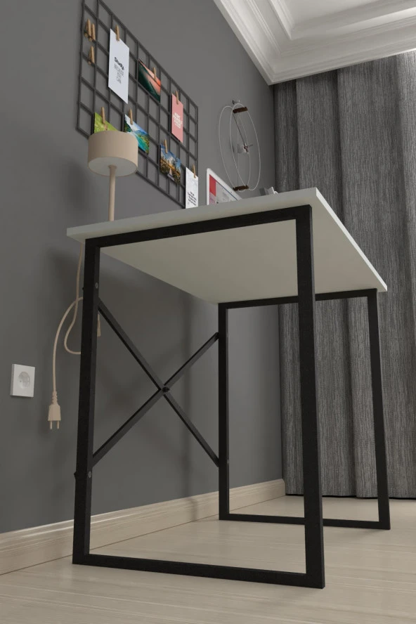 Bofigo 60x90 cm Çalışma Masası Bilgisayar Masası Ofis Ders Yemek Masası Beyaz - 4