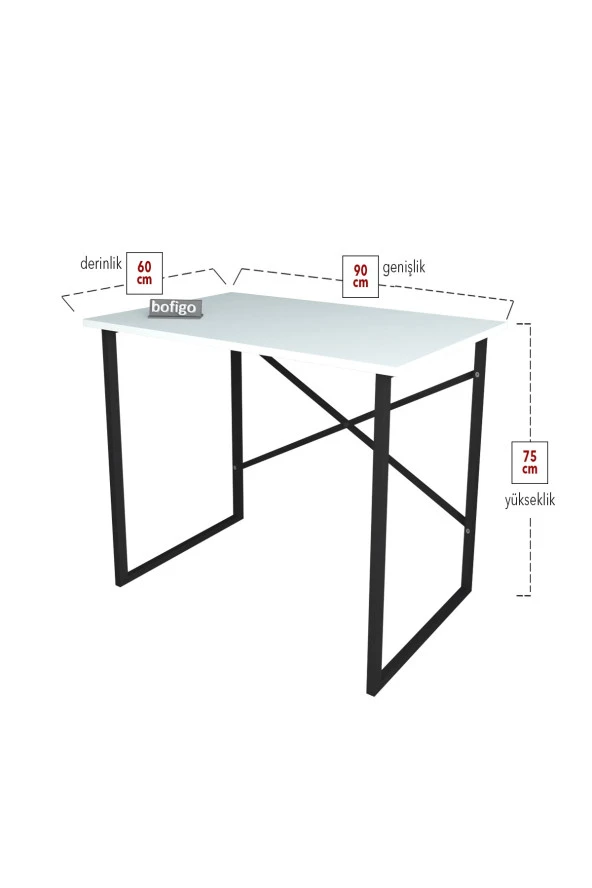 Bofigo 60x90 cm Çalışma Masası Bilgisayar Masası Ofis Ders Yemek Masası Beyaz - 5