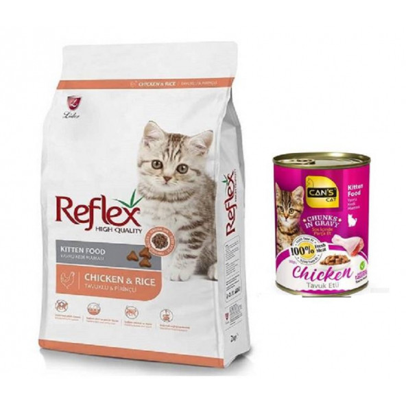 Reflex Kitten Tavuklu Yavru Kedi Maması 2 Kg (ORİJİNAL PAKET) + Konserve Hediyeli