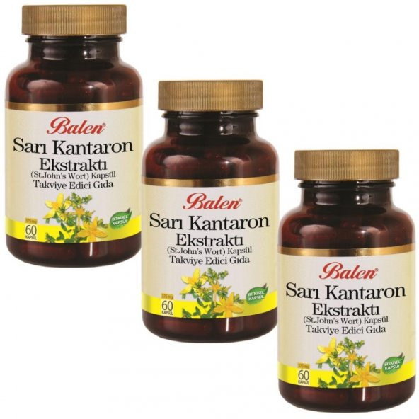 3 Adet- Balen Sarı Kantaron (St. Johns Wort) Kapsül - 60 X 375 MG