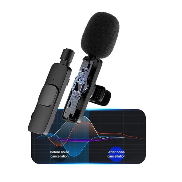 Kablosuz yaka mikrofonu Type C wireless harici yaka mikrofonu - 6