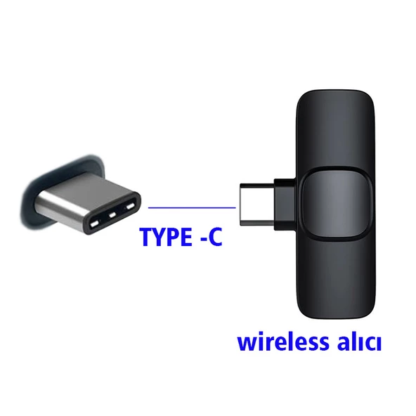 Kablosuz yaka mikrofonu Type C wireless harici yaka mikrofonu - 4