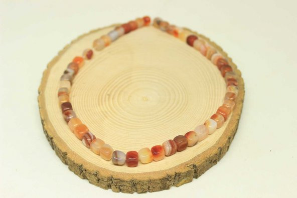 Akik Taşı Küp Şekilli 7-8mm Aralığı YARIM Dizi (24245) (18cm uzunluğundadır) - Resim 3