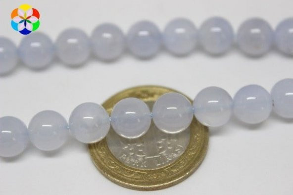 Kalsedon Taşı YARIM Dizi 8mm (18cm uzunluğundadır) - Resim 3