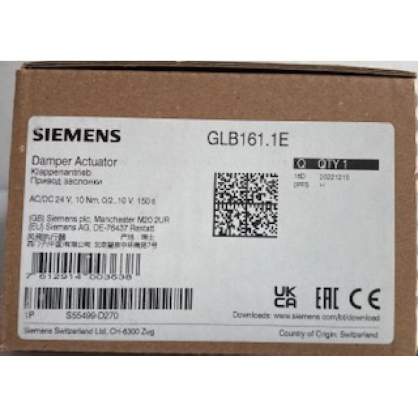 SIEMENS GLB161.1E 24V Yay Geri Dönüşsüz 10Nm Tork Oransal Kontrol Rotary Tip Damper Motoru - 5
