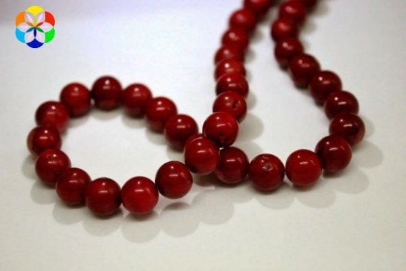 Mercan YARIM Dizi 8-9mm (Boyalıdır) (18cm uzunluğundadır) - Resim 2
