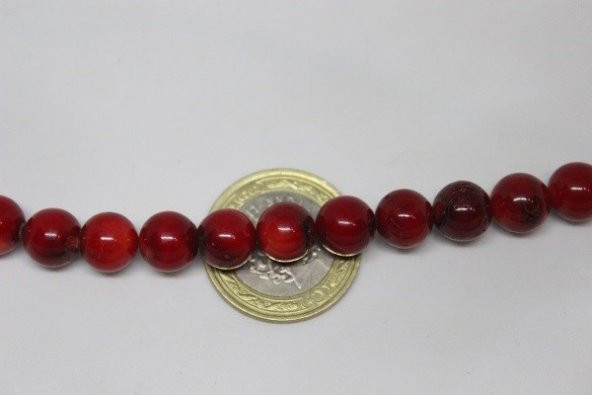 Mercan YARIM Dizi 8-9mm (Boyalıdır) (18cm uzunluğundadır) - Resim 3