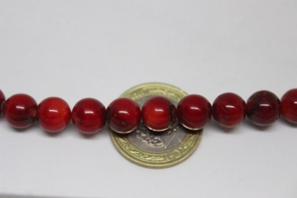 Mercan YARIM Dizi 8-9mm (Boyalıdır) (18cm uzunluğundadır) - Resim 4
