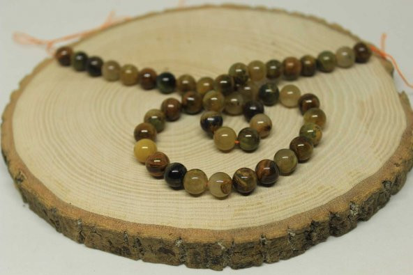 Pietersite Taşı YARIM Dizi 8mm (18cm uzunluğundadır) ürün görseli