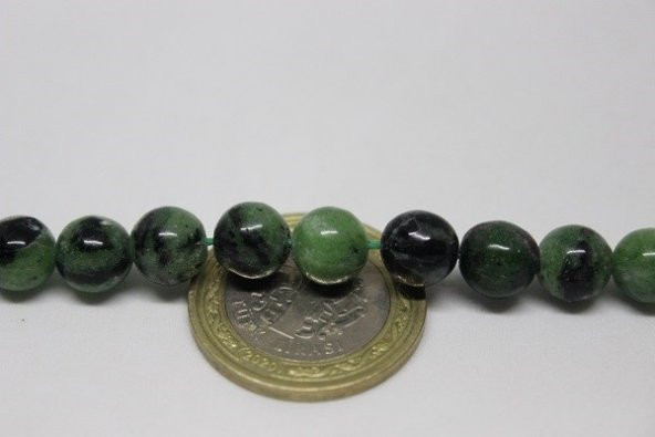 Rubizoit (Rubyzoisit) Taşı YARIM Dizi 8mm (18cm uzunluğundadır) - Resim 3