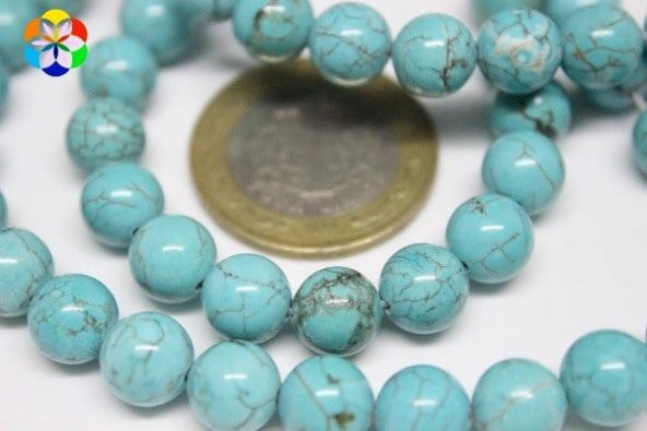 Turkuaz Taşı YARIM Dizi Royal Quality 8mm (18cm uzunluğundadır) - Resim 3