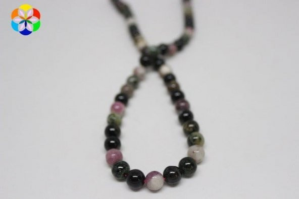 Turmalin Taşı Karışık Renkler YARIM Dizi 8mm (18cm uzunluğundadır) - Resim 2